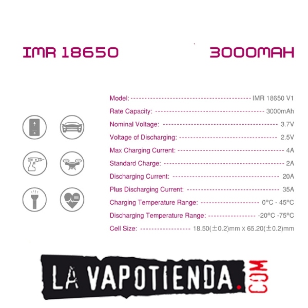 Pila Efest IMR 18650 3000mah 35A - LA VAPOTIENDA -