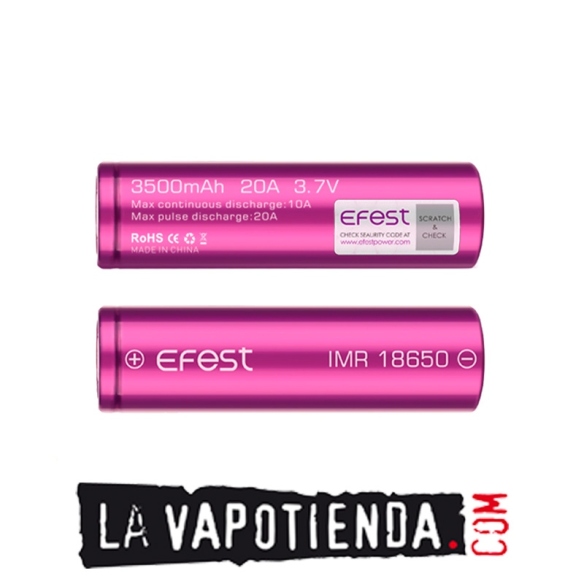 Pila Efest IMR 18650 3500mah 20A - La Vapotienda-